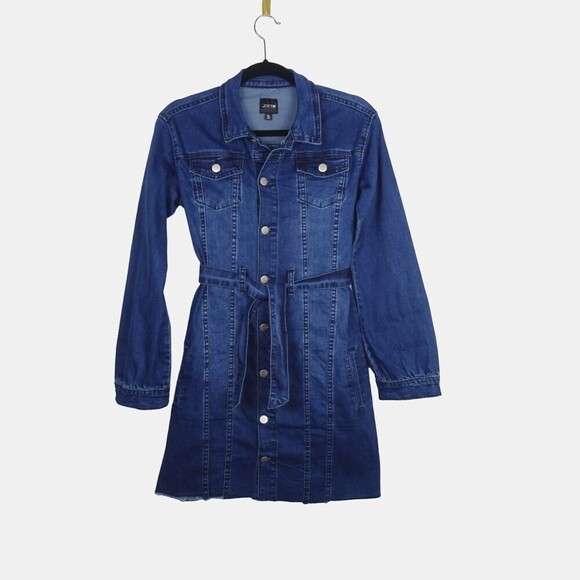 Joe's Jeans Girl's Blake Denim Dress Belted Dark Wash Button Long Sleeves XL/16 - Picture 2 of 12